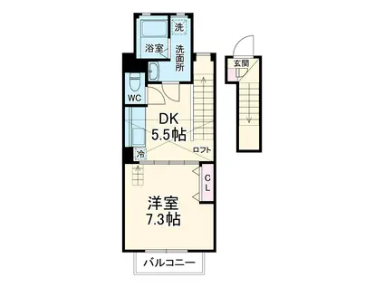 誉蔵 壱番館(1DK/2階)の間取り写真