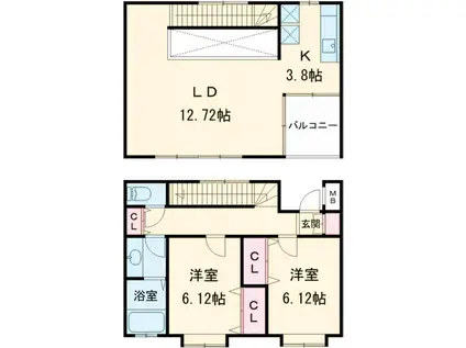 テラスサンリーフ(2LDK)の間取り写真