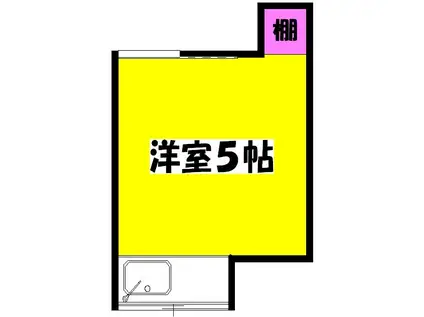 岡本荘(ワンルーム/2階)の間取り写真