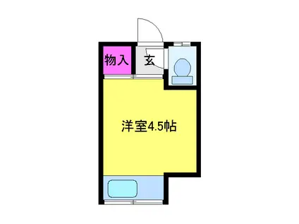 岡本荘(ワンルーム/1階)の間取り写真