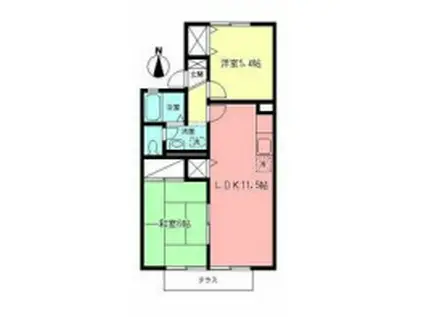 パドウェルⅡ(2LDK/1階)の間取り写真