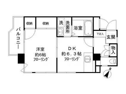 グランドパレス西千葉(1DK/4階)の間取り写真