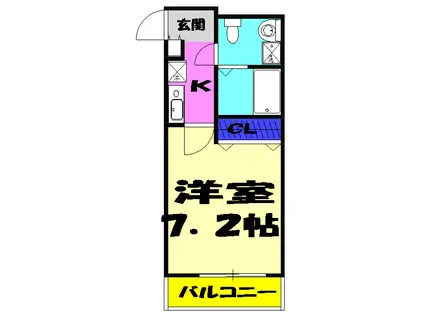 ルミエール幕張Ⅰ(1K/1階)の間取り写真