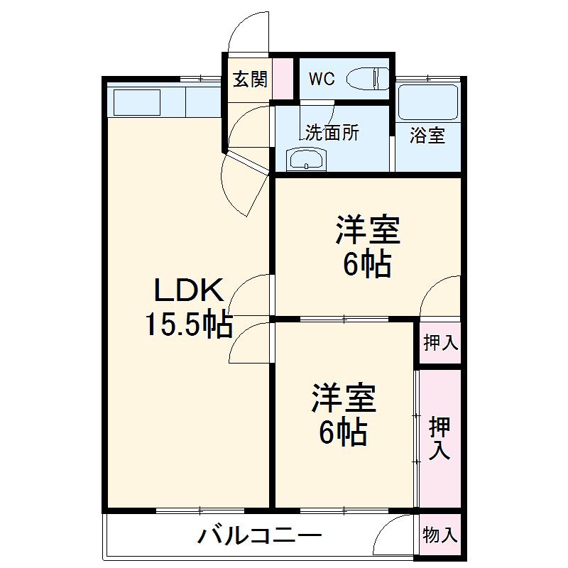 蕨中央ビル(2LDK/5階)の間取り写真