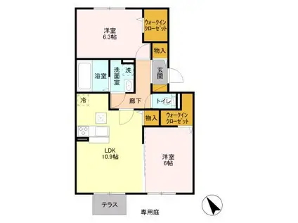 R.ザウバー(2LDK/1階)の間取り写真