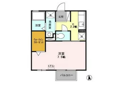 サフィール(1K/2階)の間取り写真