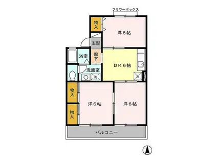 サニーコーポ富士見B(3DK/2階)の間取り写真