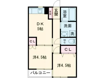 アルカ248(2DK/2階)の間取り写真