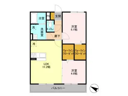 スカイパレットAB(2LDK/2階)の間取り写真