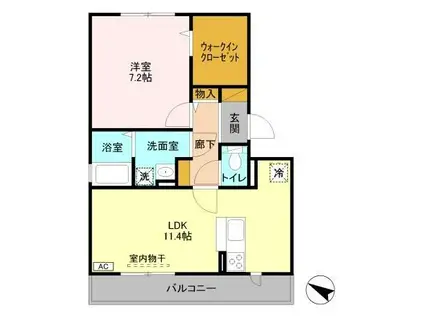 スカイパレットAB(1LDK/3階)の間取り写真