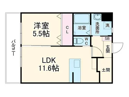 アイ・フラット海老塚(1LDK/1階)の間取り写真