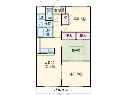 ソレイユ町田(3LDK/2階)の間取り写真
