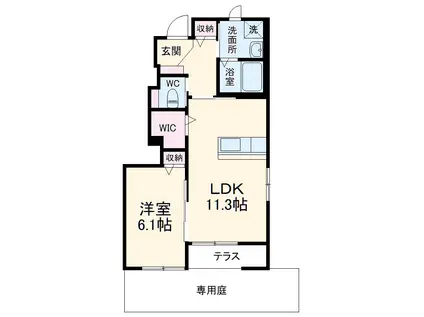 ウィングⅡ(1LDK/1階)の間取り写真