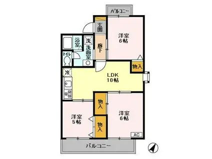 グランドサン壱弐参伍(3LDK/1階)の間取り写真