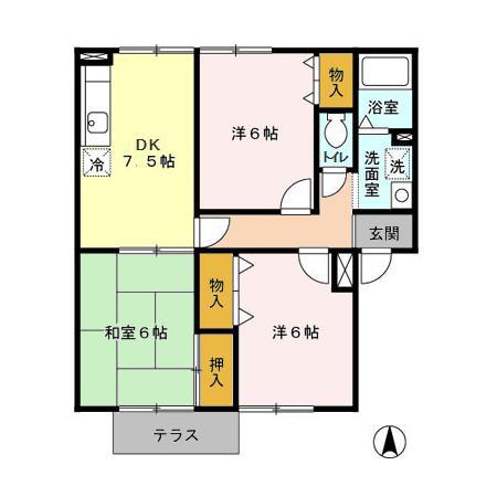 パセオみずほ台ⅡAB(3DK/1階)の間取り写真