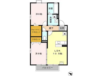 フィオーリ(2LDK/2階)の間取り写真