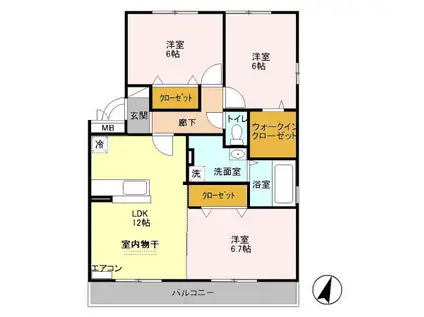 ソレアード(3LDK/3階)の間取り写真