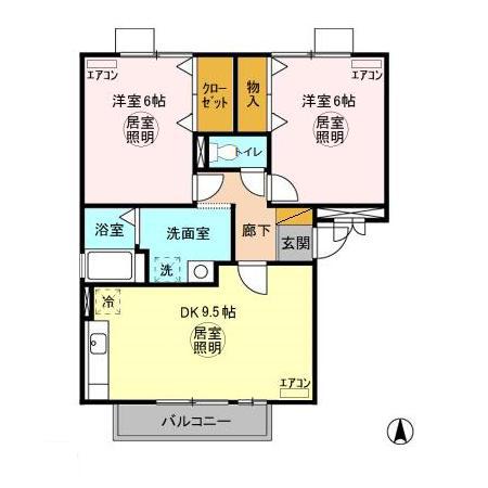 ベルボーク(2DK/3階)の間取り写真