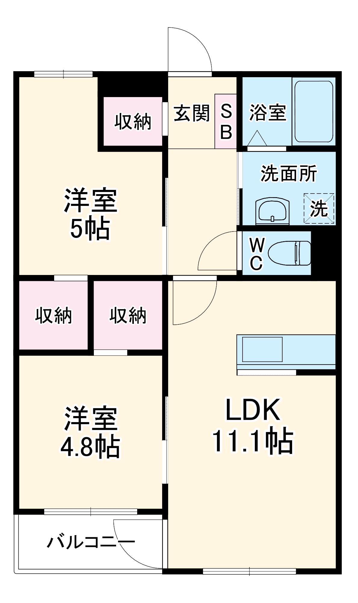 ヴェルデKITATERA(2LDK/2階)の間取り写真