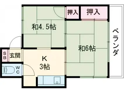 第二新中川荘(2K/2階)の間取り写真