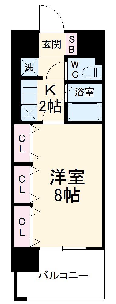 GRASS SQUARE 六番館(1K/6階)の間取り写真