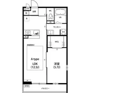 リブリ・イーストガーデン(1LDK/2階)の間取り写真