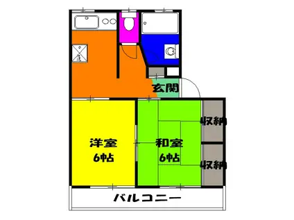 LA PLAGEⅢ(2DK/3階)の間取り写真