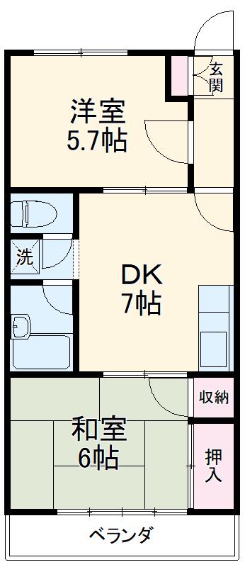 蕨ハイム(2DK/2階)の間取り写真