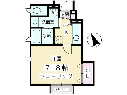ウインドヒル玉川(1K/1階)の間取り写真