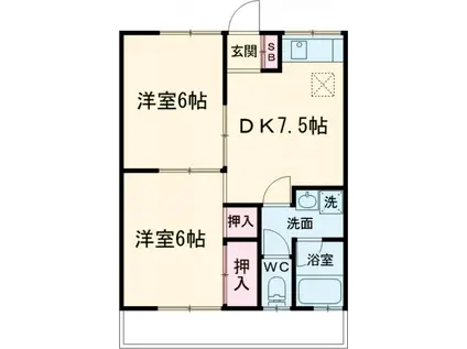 福島コーポ(2DK/1階)の間取り写真