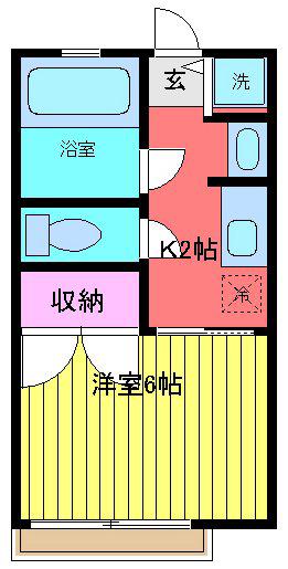 タートルハイツ(1K/1階)の間取り写真