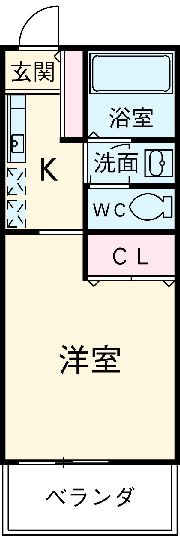ヴィラみのり都賀(1K/1階)の間取り写真