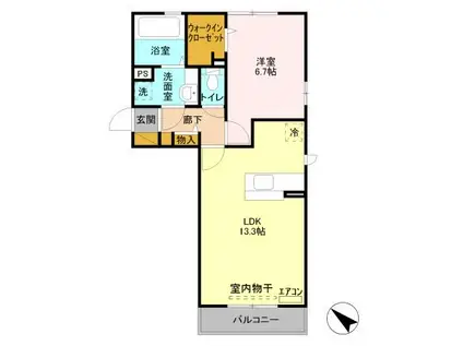 フロンティエールC(1LDK/2階)の間取り写真