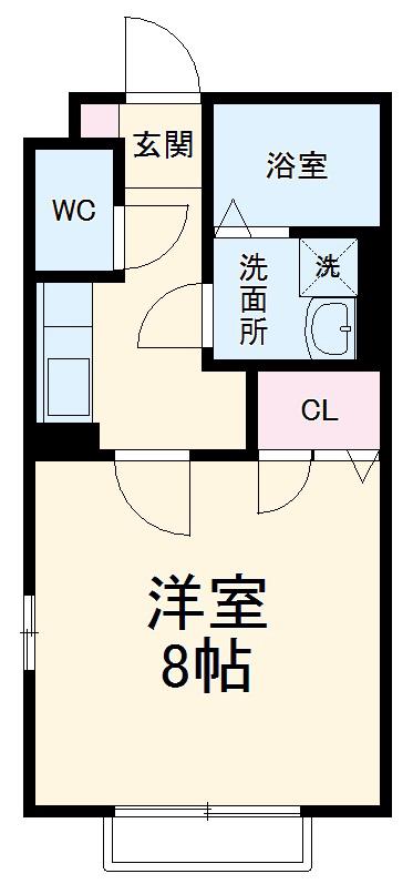 エクセル8(1K/2階)の間取り写真