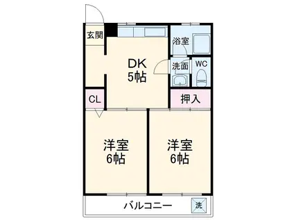 芝銀座ハイツ(2DK/3階)の間取り写真