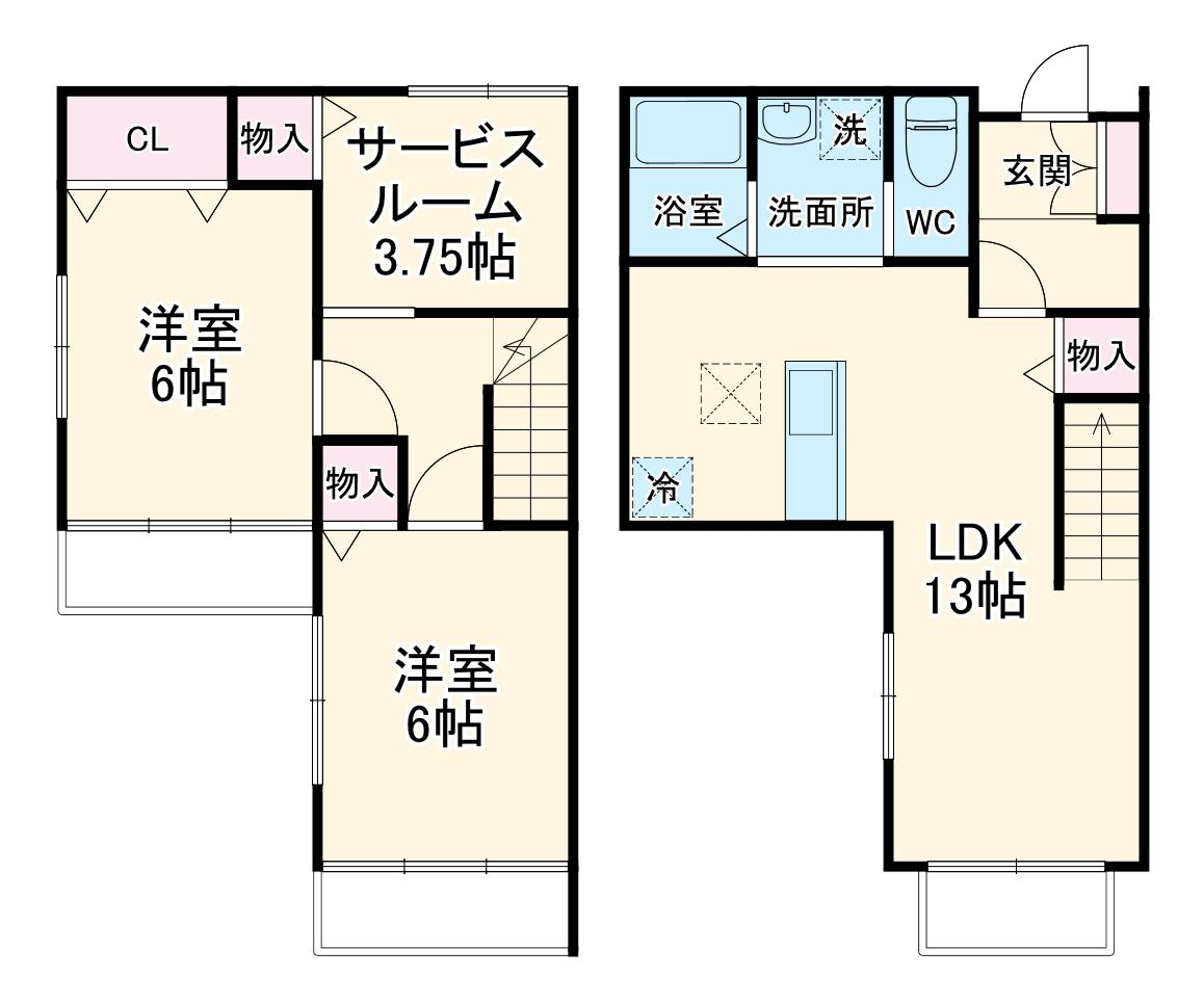 ロングアイランドヒルツＥ(2LDK)の間取り写真