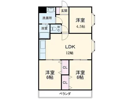 ロイヤルメゾンⅡ(3LDK/4階)の間取り写真