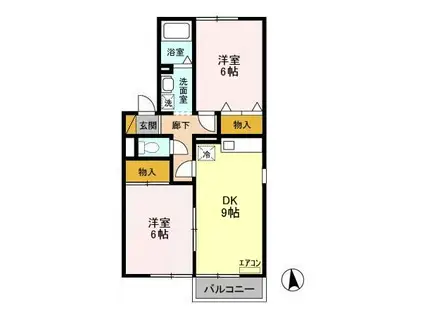 クレールシャンブルA・B(2DK/1階)の間取り写真