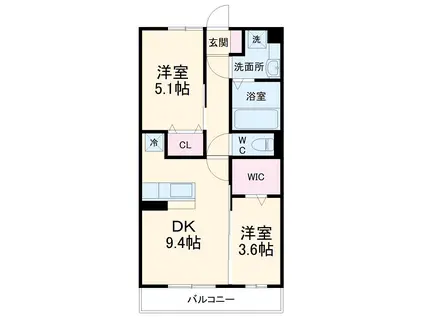 コーポスカイG(2DK/2階)の間取り写真