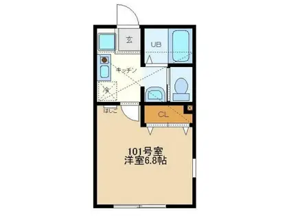 リヴェール(1K/2階)の間取り写真