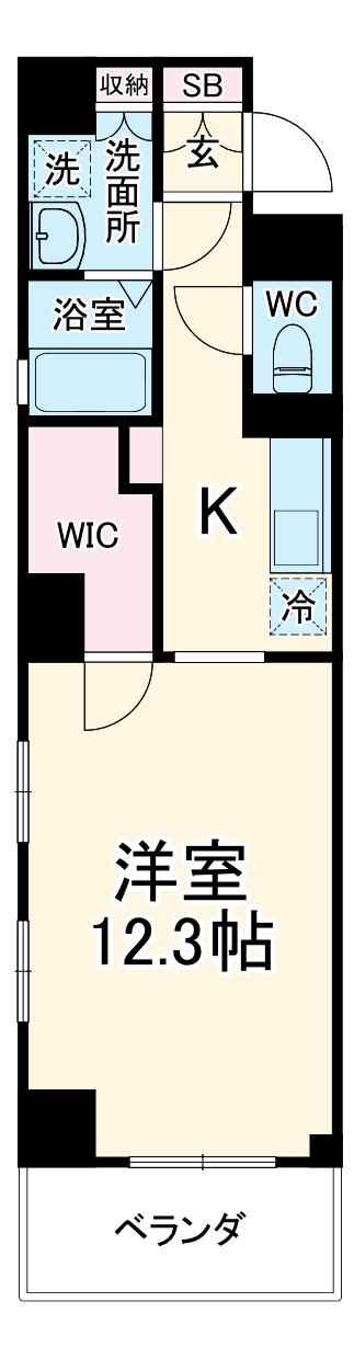 グランコンパス新町(1K/6階)の間取り写真