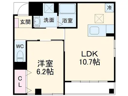 CASA RIVIERA(1LDK/2階)の間取り写真