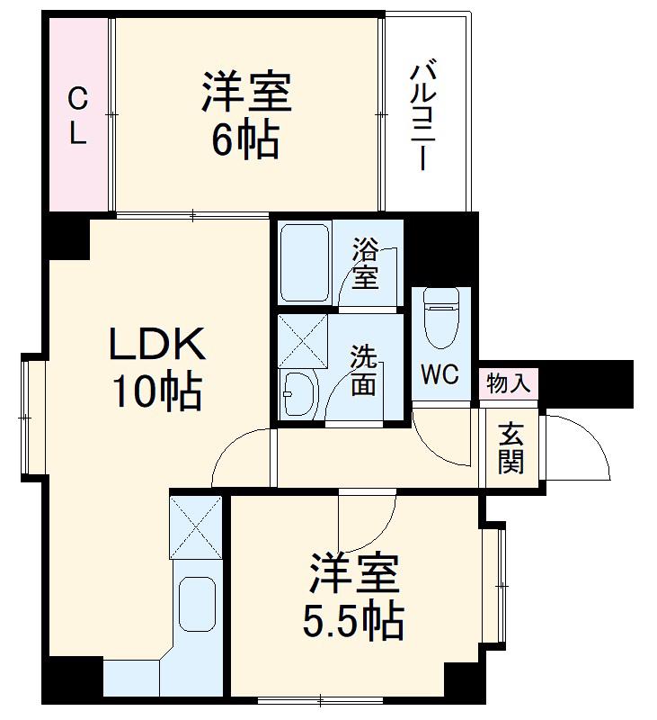 ユーハイツ(2LDK/6階)の間取り写真