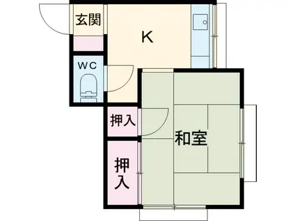 明峰荘(1K/1階)の間取り写真