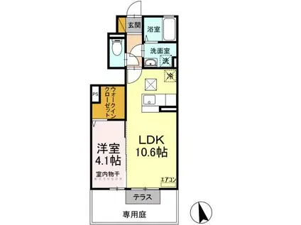 MILLE GRAINE B(1LDK/1階)の間取り写真