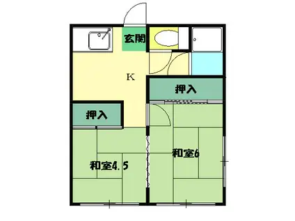 アルカディアガーデンコート(2DK/1階)の間取り写真