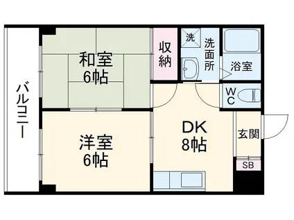 メゾンドハル(2DK/2階)の間取り写真