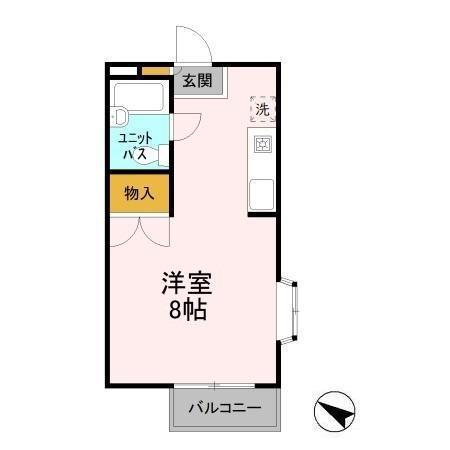 クローバーハイツ(ワンルーム/2階)の間取り写真