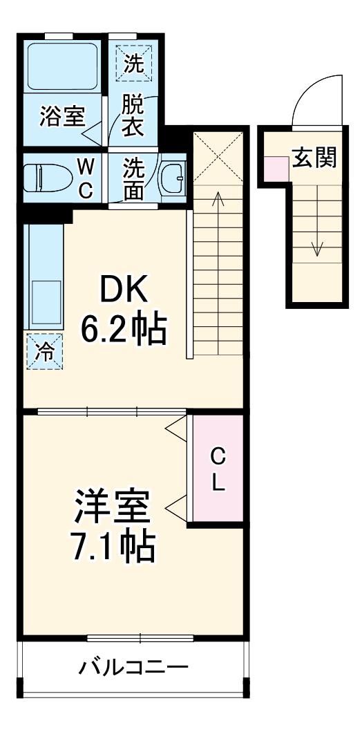 パレスロワールⅡ(1DK/2階)の間取り写真