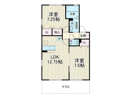 ハウスオブハートⅠ(2LDK/1階)の間取り写真